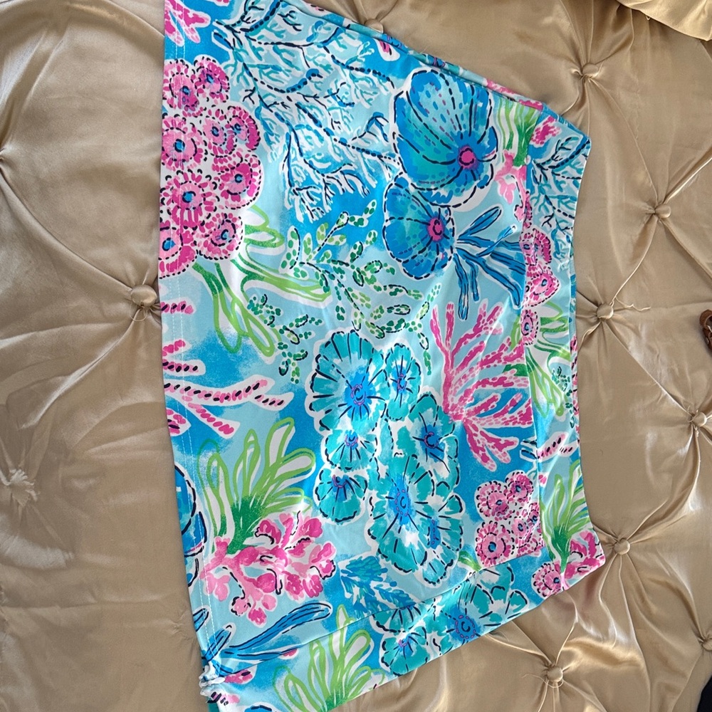 Vibrant Blue Floral skort by Aryeh size large stretch waist